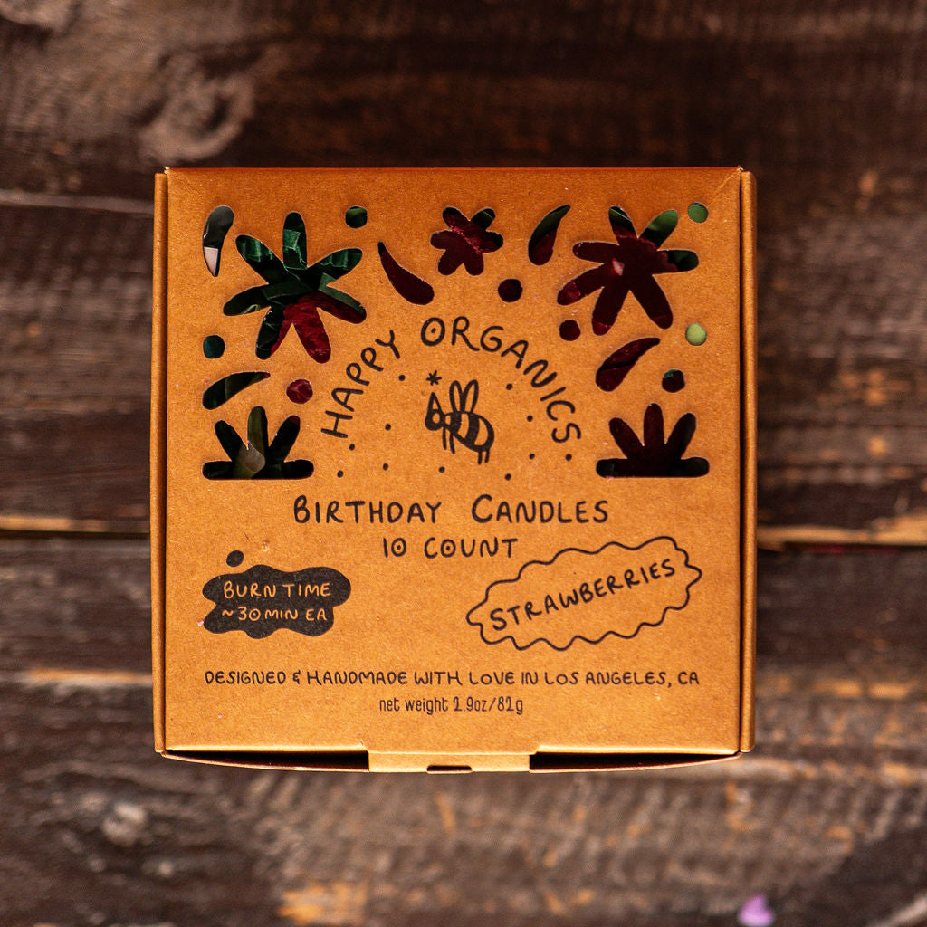 Happy Organics Strawberry Birthday Candles x10