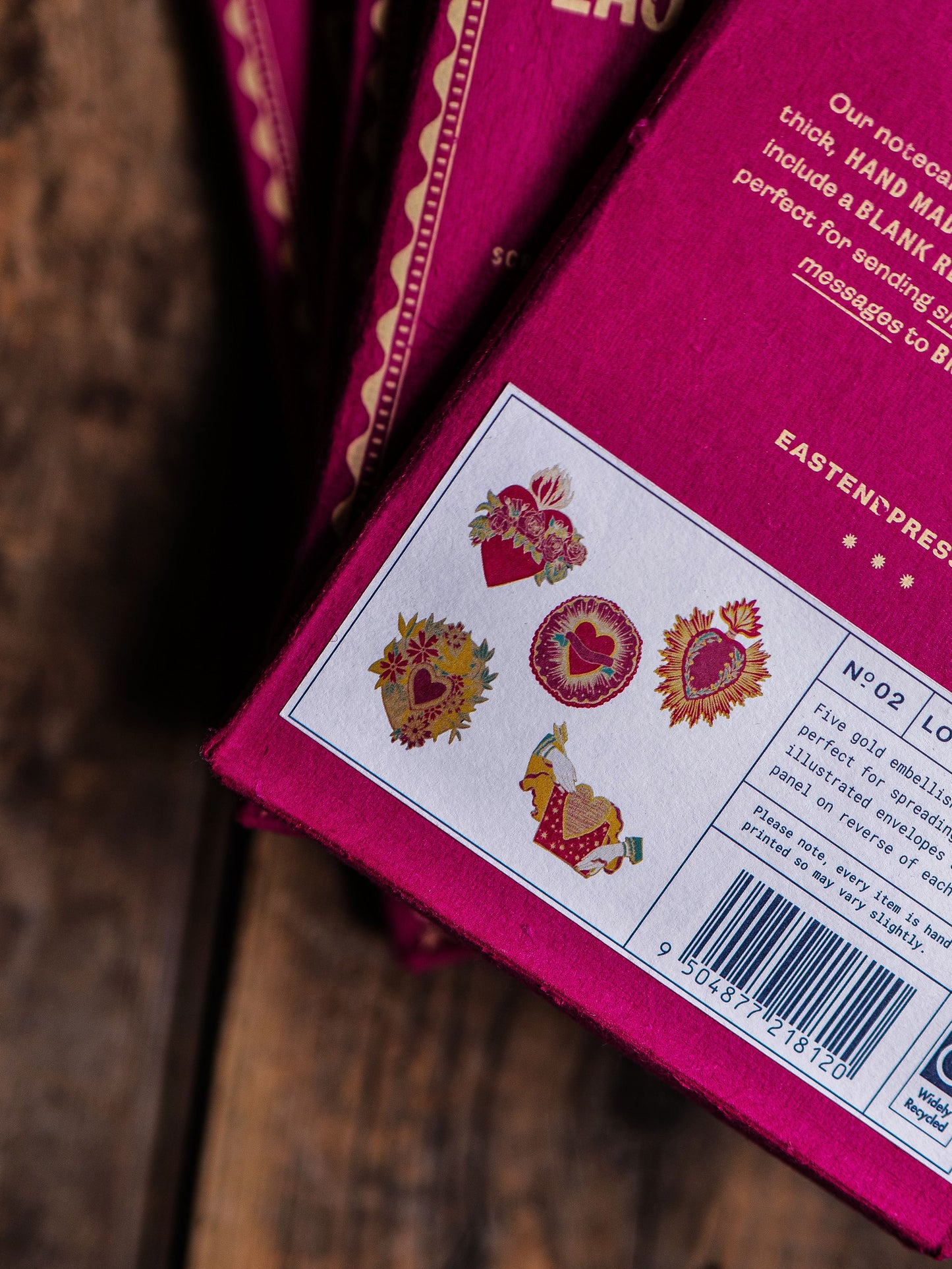 Cartes de souhait en coeur paquet de 5 - East End Press