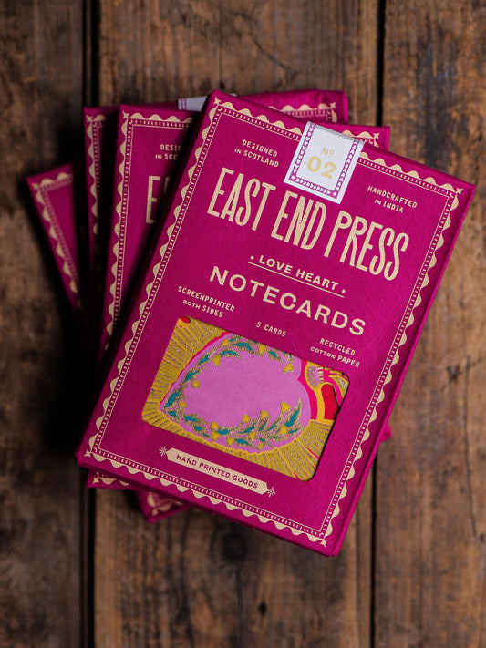 Cartes de souhait en coeur paquet de 5 - East End Press