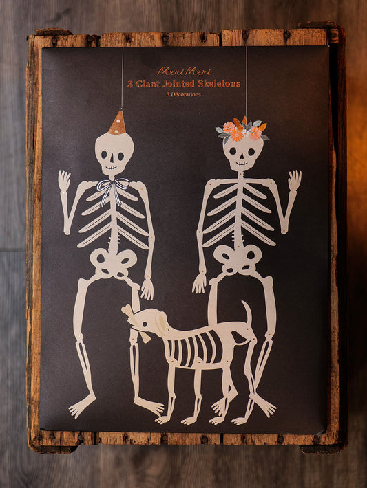 Décorations Squelettes et chien géants Halloween Meri Meri